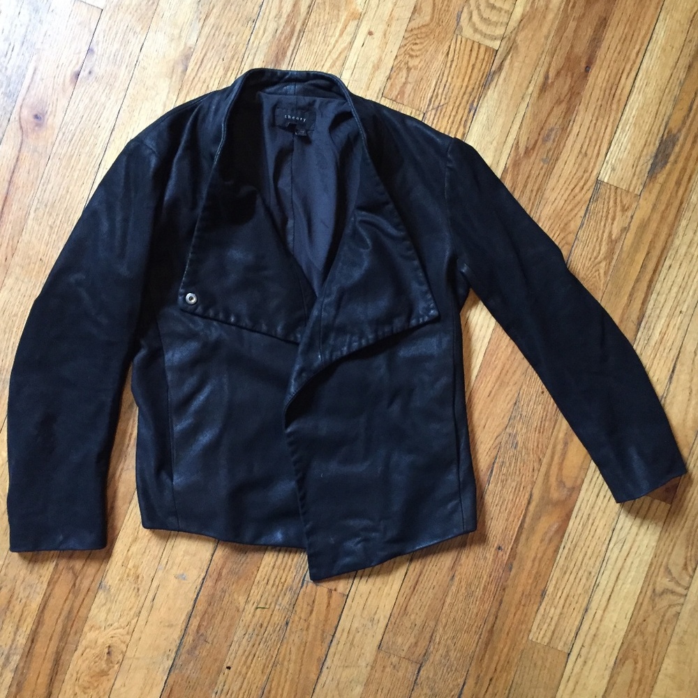 Theory "Equalize" Draped Leather Jacket
